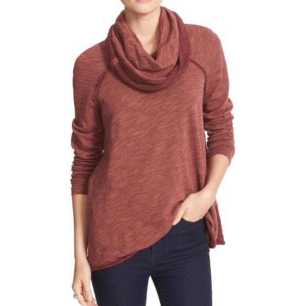 Free People Two Body Corps Deux Cowlneck Terracotta Sweater O/S